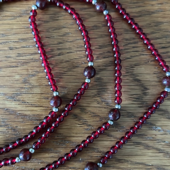 Silpada Red and Brown Beaded Necklace with Silver Charms - Picture 3 of 3